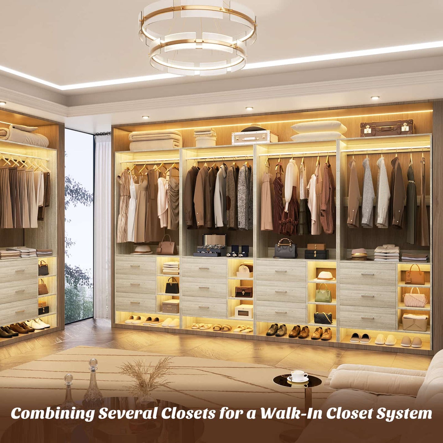 2.5FT Closet System with Wooden Drawers
