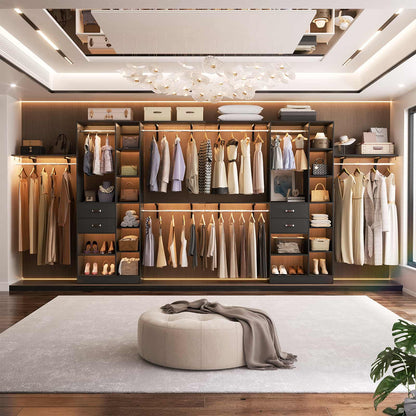 8FT Closet Organizer System with Wood Drawers