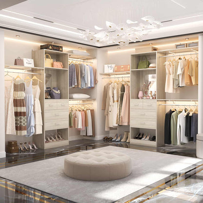 8FT Walk in Closet Organizer with 3 Hanging rods and Shelves
