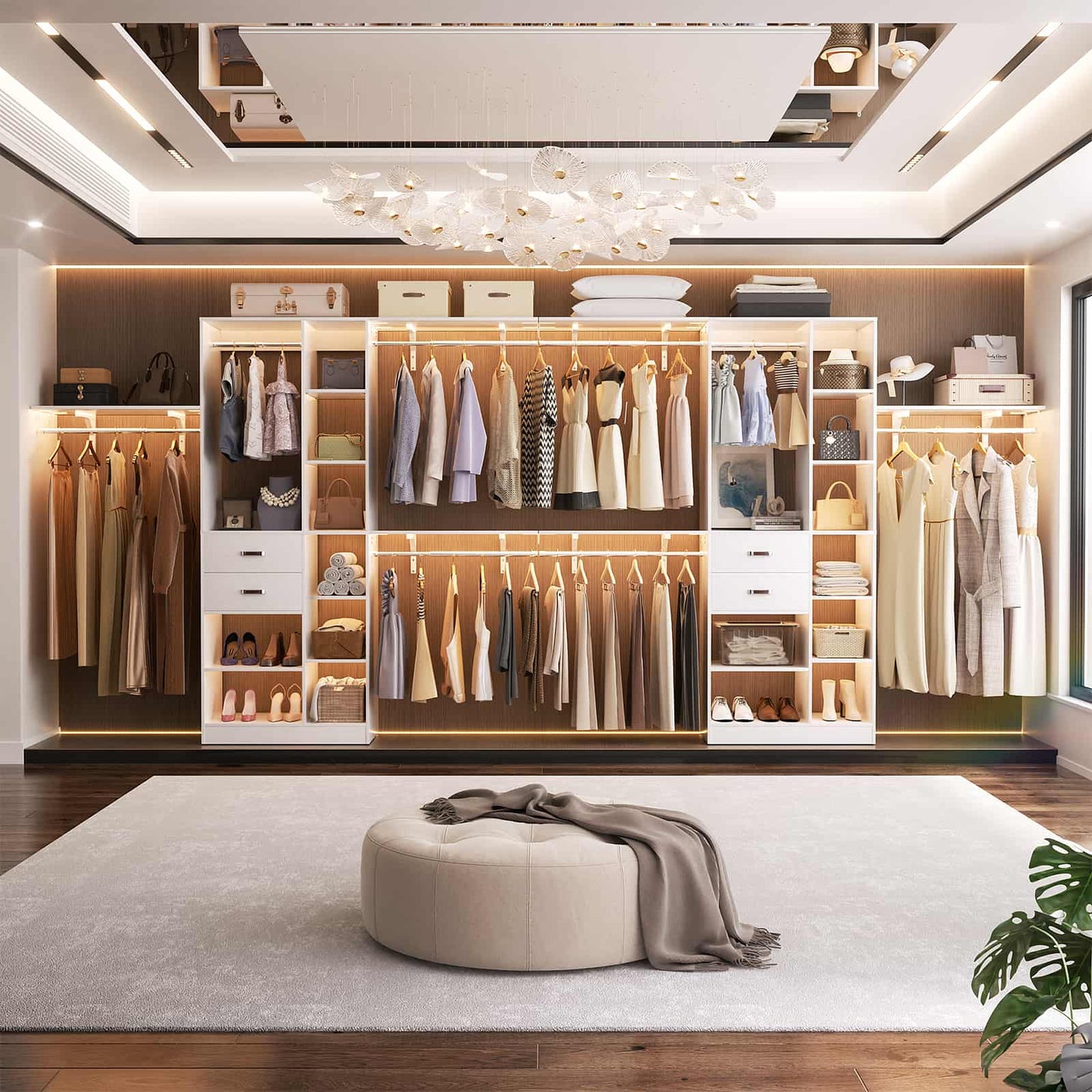 8FT Closet Organizer System with Wood Drawers