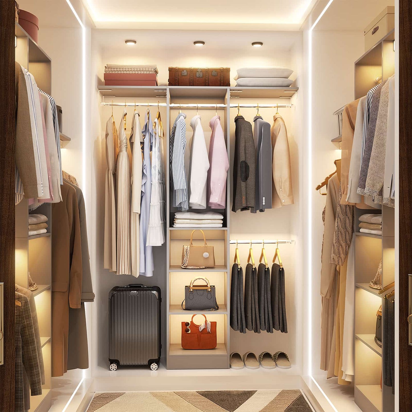 4FT Small Closet System with 4 Closet Rods & 3 Shelves