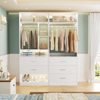 63.2" L X 39.2" W X 80" H Corner Closet System,Freestanding Closet Organizer System With 2 Drawers & 12 Shelves