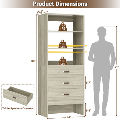 1.8FT Closet System with Leather Handles for Small Space