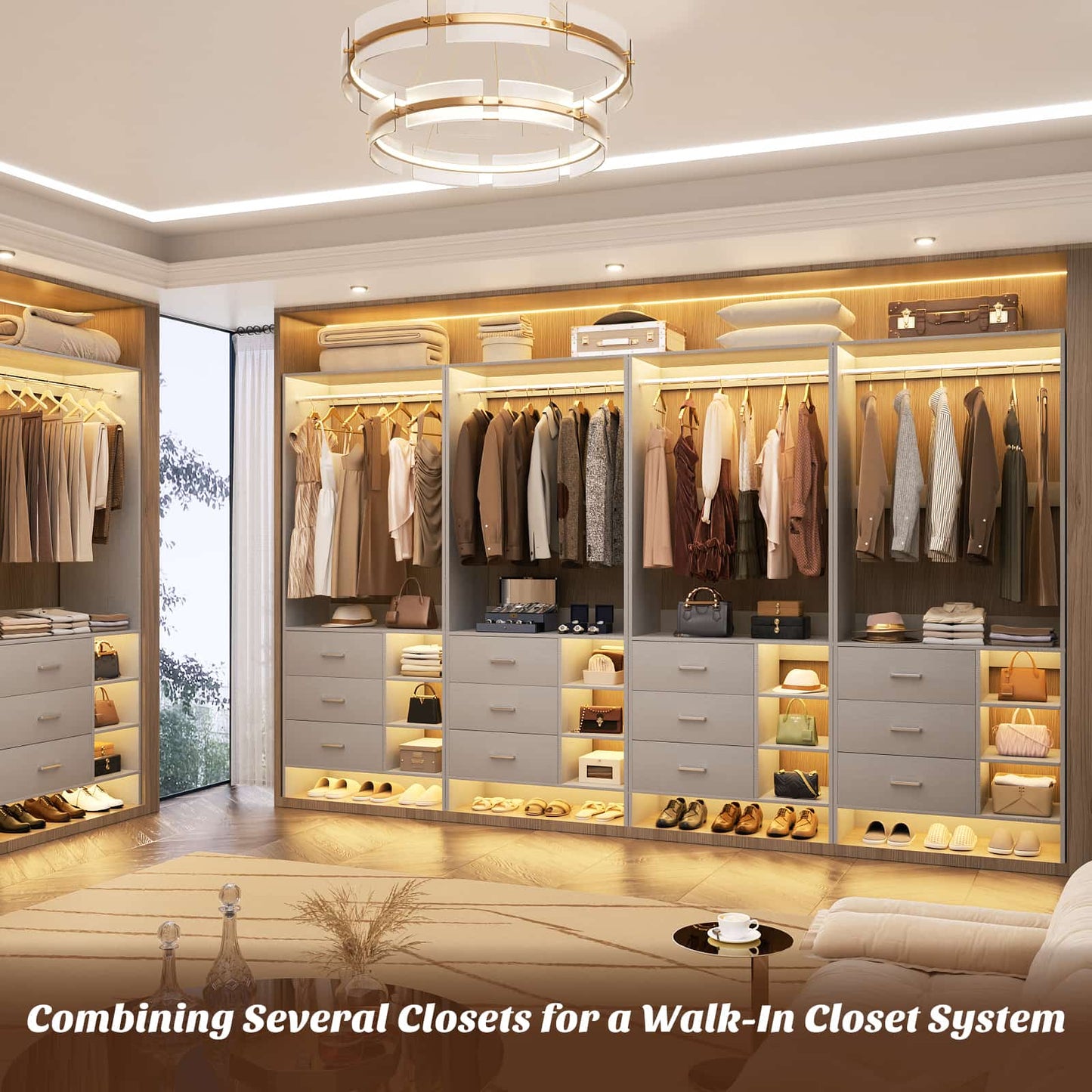 2.5FT Closet System with Wooden Drawers