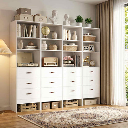 96" Closet System Value 4-Pack with 12 Hanging Rods & 12 Wooden Drawers - Adjustable (5-8FT Each)