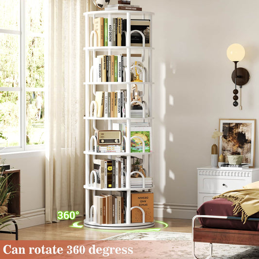 6 Tier Rotating Bookshelf Tower, Revolving Bookcase