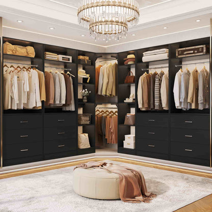 87.2" Freestanding Closet Organizer System - Modular L-Shaped Design,Reversible, 6 Drawers & 4 Hanging Rods, 2000+ LBS Capacity,3 Sets