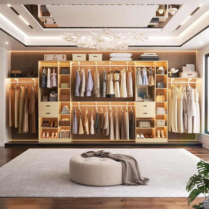 8FT Closet Organizer System with Wood Drawers