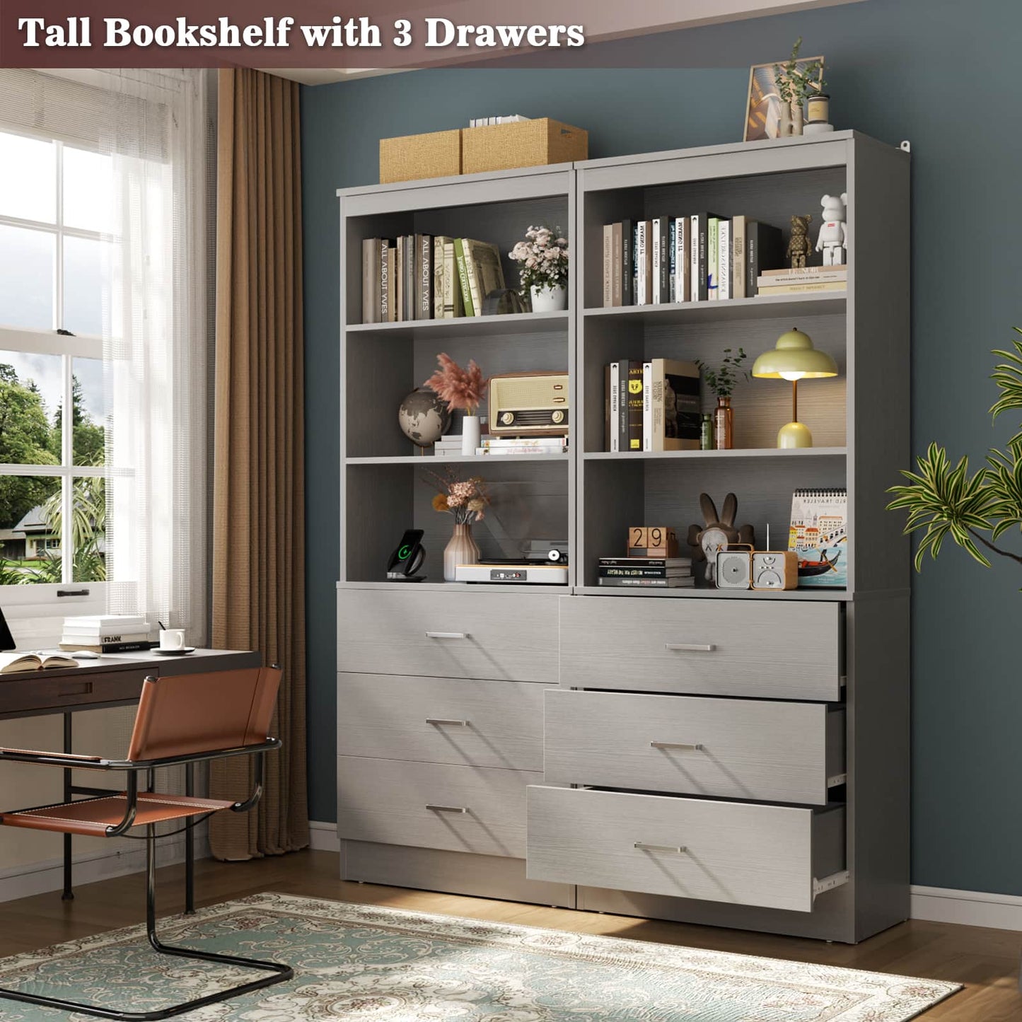23.6" Closet Organizer System with 3 Wood Drawers
