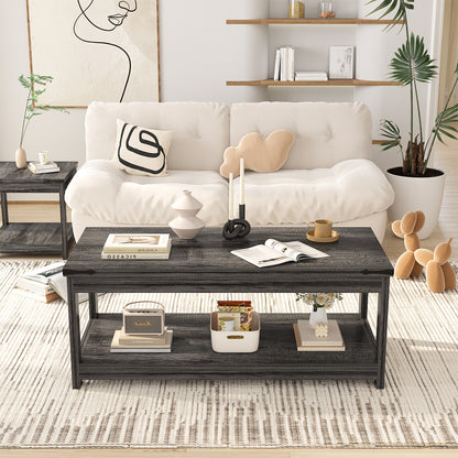 43.3” Rectangular Coffee Table with Storage Shelf
