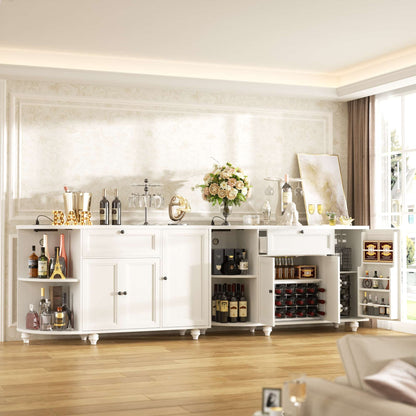 Kitchen Sideboard Cabinet Buffet Table with Power Outlets, 55"Coffee Bar Cabinet with Drawer, Wine Rack/Shelves