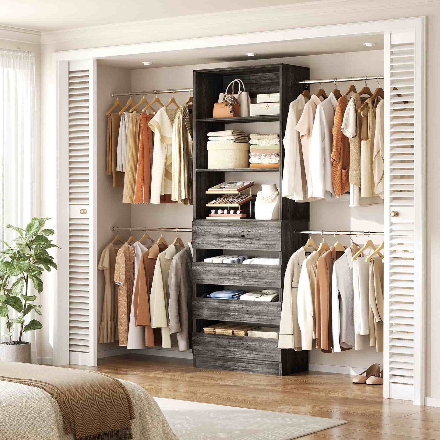 4-9 Ft Adjustable Wooden Closet Organizer System