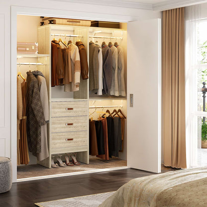 59'' W Small Closet System with 3 Fabric Drawers