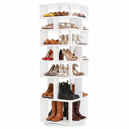 7 Tier Square Rotating Shoe Rack Tower