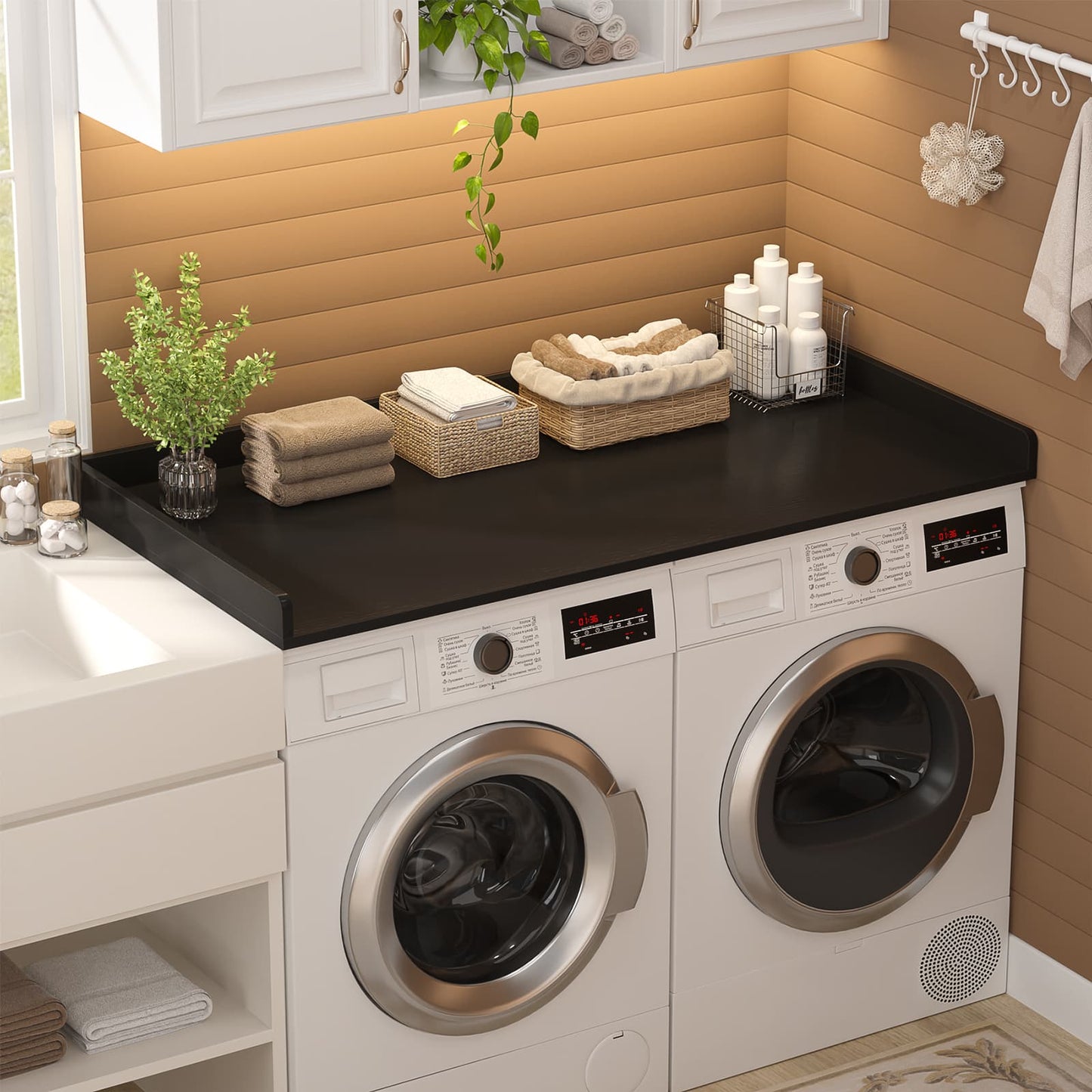 Washer and Dryer Countertop, Laundry Room Organization with Non-Slip Pads