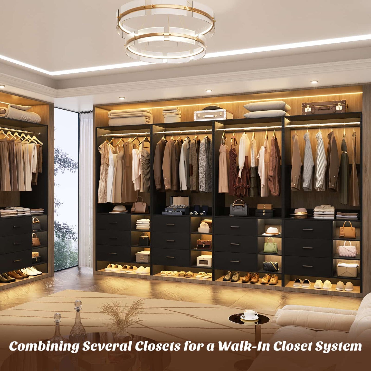 2.5FT Closet System with Wooden Drawers