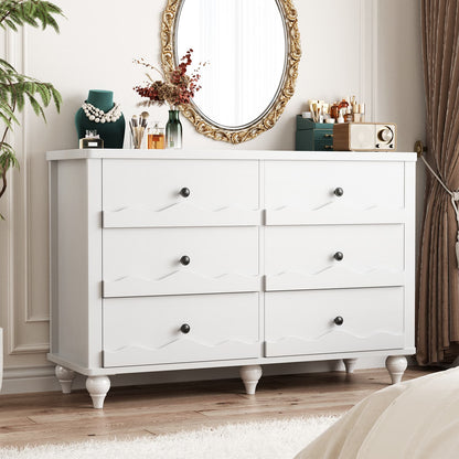 6-Drawer Dresser for Bedroom - 43" Modern Chest of Drawers with Scalloped Front, Storage Organizer