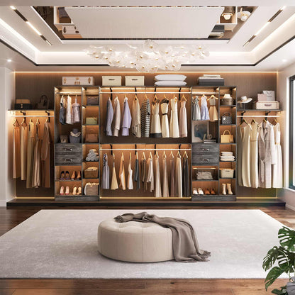 8FT Closet Organizer System with Wood Drawers