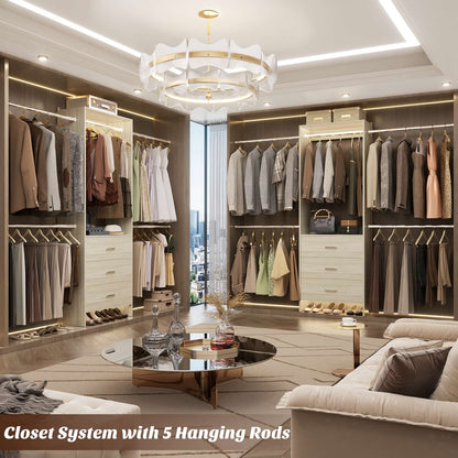 Closet System, Closet Organizer with 3 Wooden Drawers