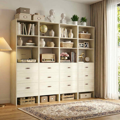 96" Closet System Value 4-Pack with 12 Hanging Rods & 12 Wooden Drawers - Adjustable (5-8FT Each)