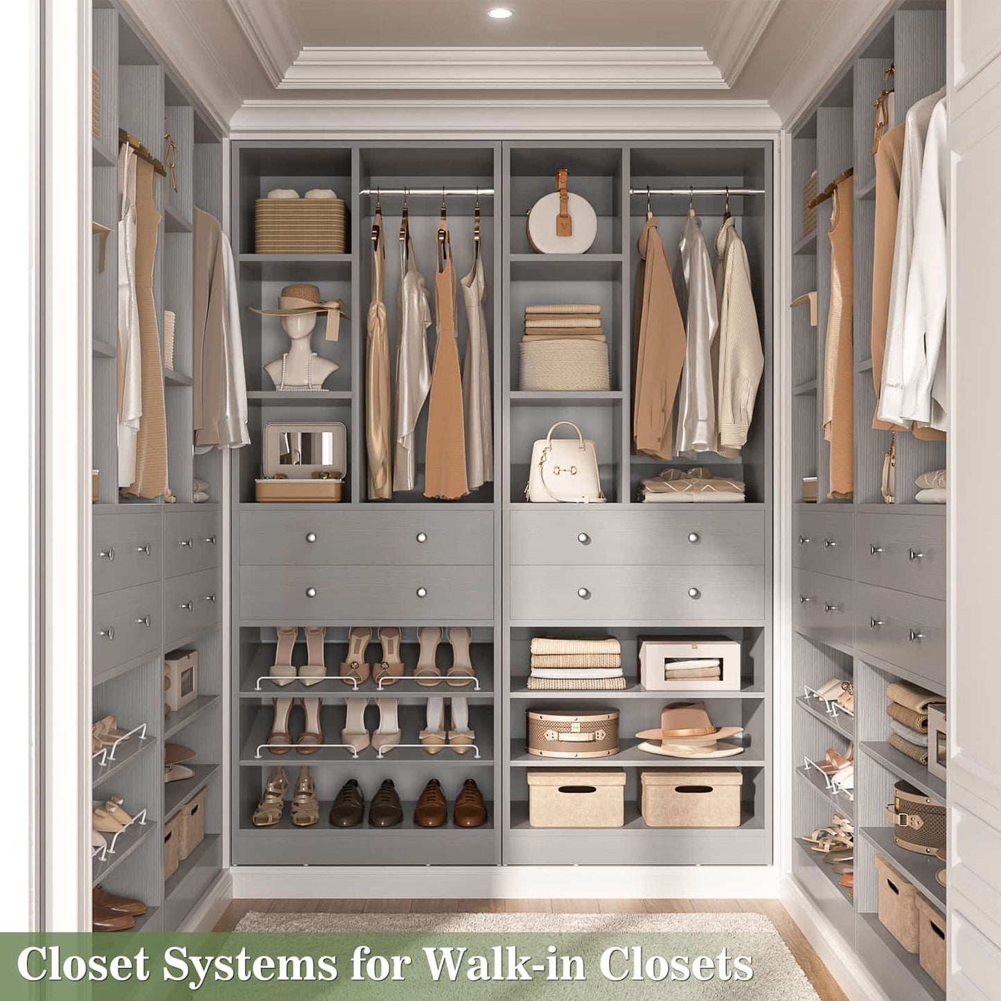 7 FT (84") Free Standing Closet Organizer System - Heavy Duty Wardrobe Tower with Drawers & Shelves