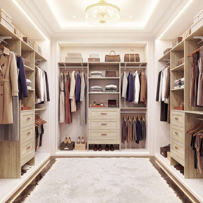 96'' W Closet Organizer System With Wooden Drawers