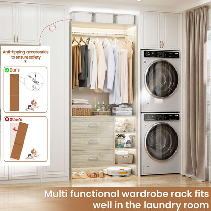 2.5FT Closet System with Wooden Drawers