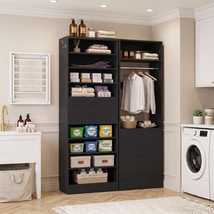 2-in-1 Storage Set: 10-Tier Shoe Cabinet with 2 Drawers + 2FT Freestanding Closet System with 3 Wood Drawers