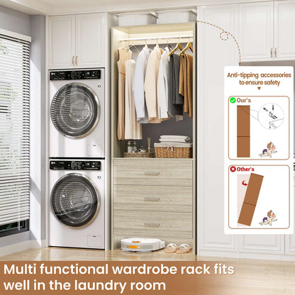 2FT Closet System with Wooden Drawers