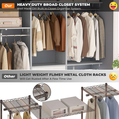 59'' W Small Closet System with 3 Fabric Drawers