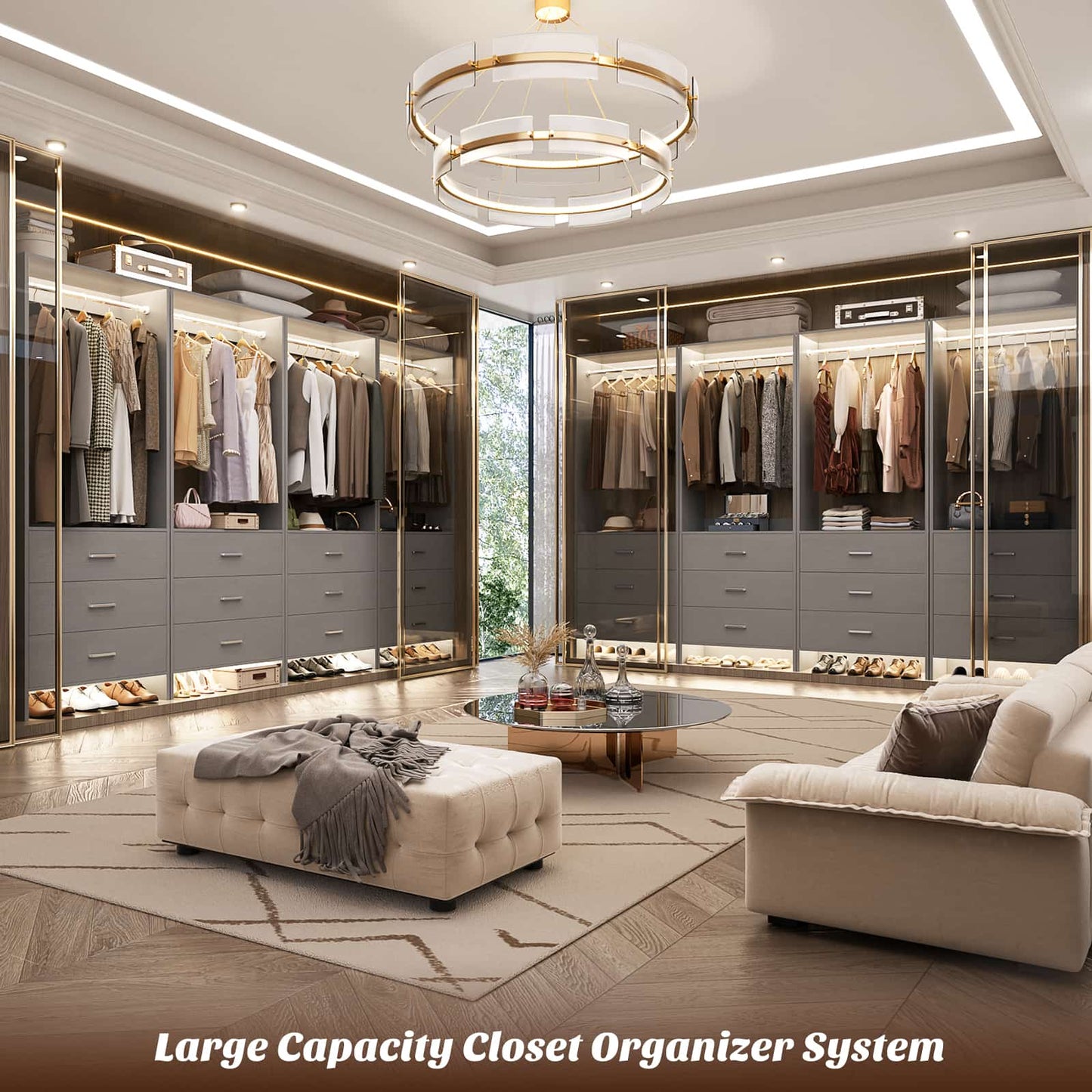 8FT Closet System with Wooden Drawers