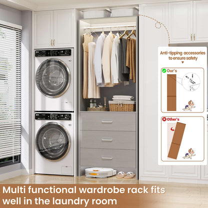 2FT Closet System with Wooden Drawers