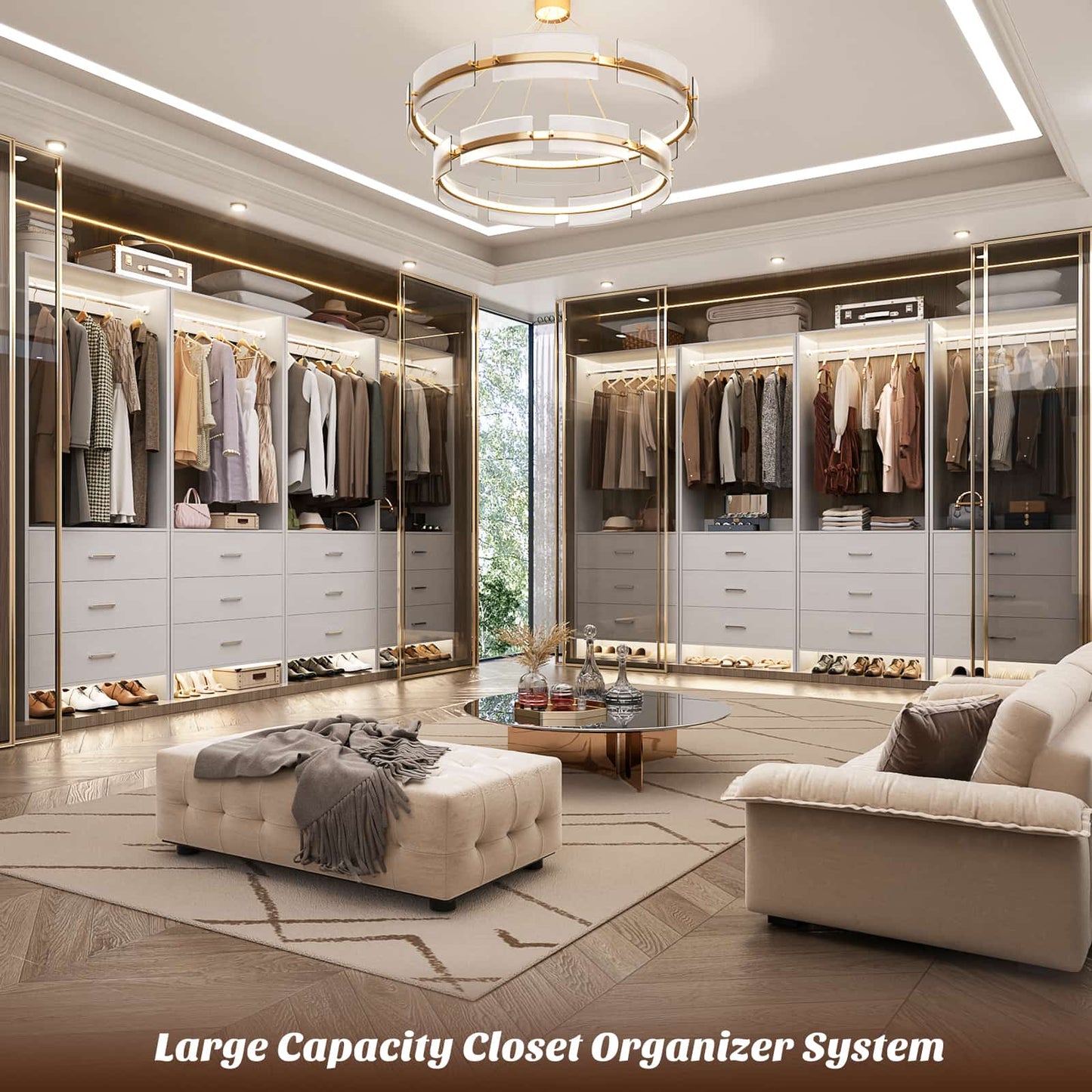 8FT Closet System with Wooden Drawers