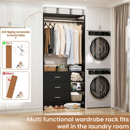 2.5FT Closet System with Wooden Drawers