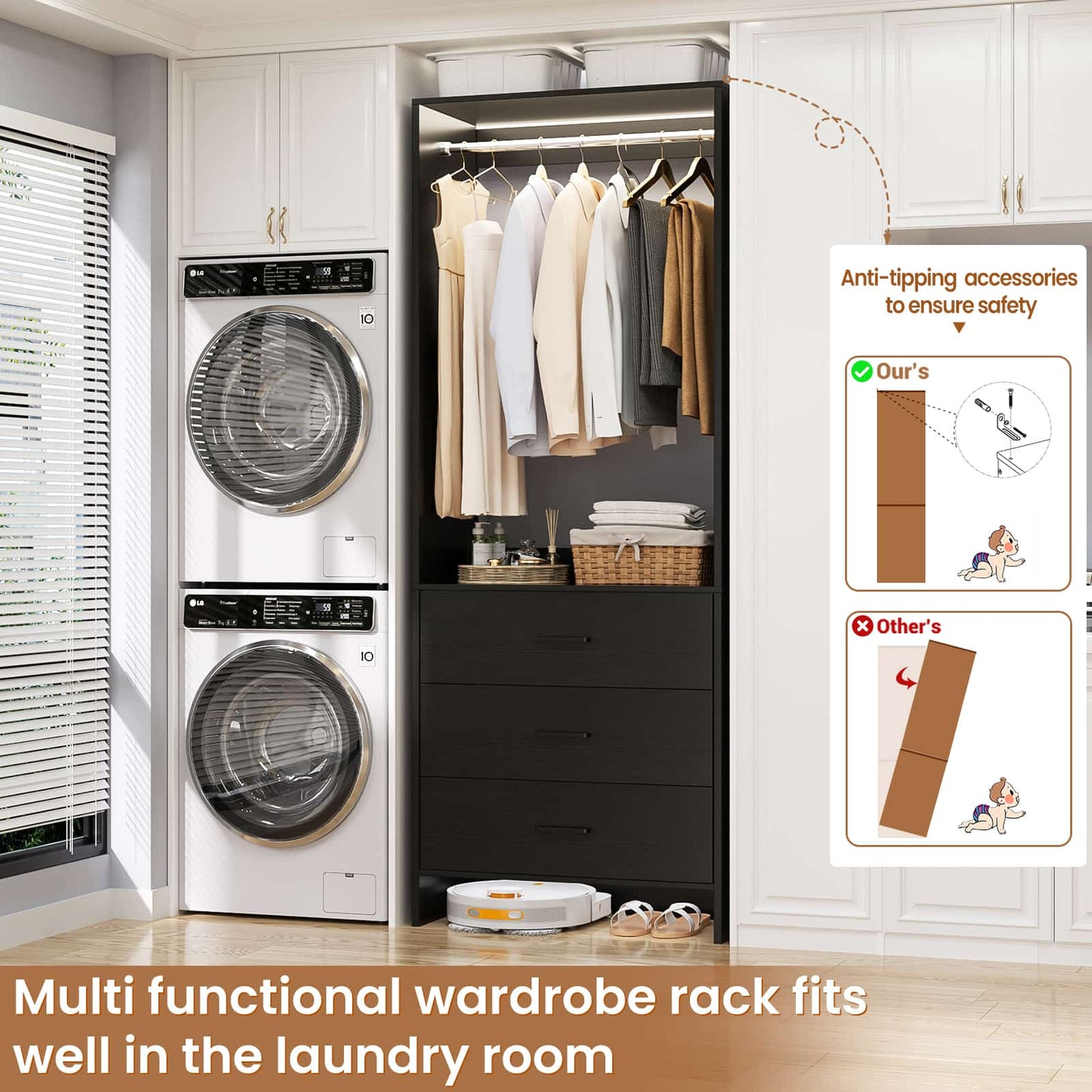 2FT Closet System with Wooden Drawers