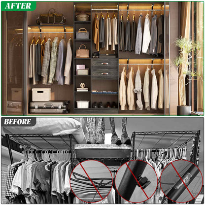 8FT Closet Organizer System with Wood Drawers