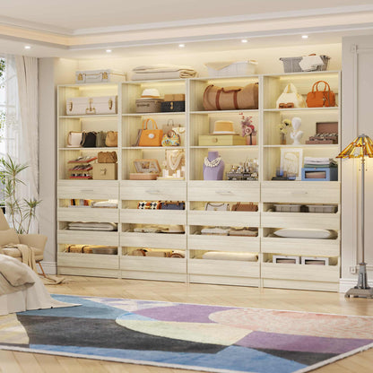 4-Pack Space-Saving Modular Closet Organizer with 16 Drawers & Adjustable Shelves