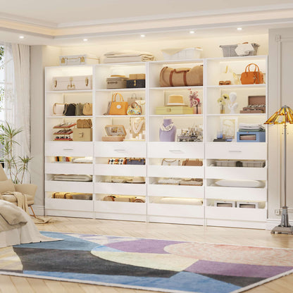 4-Pack Space-Saving Modular Closet Organizer with 16 Drawers & Adjustable Shelves