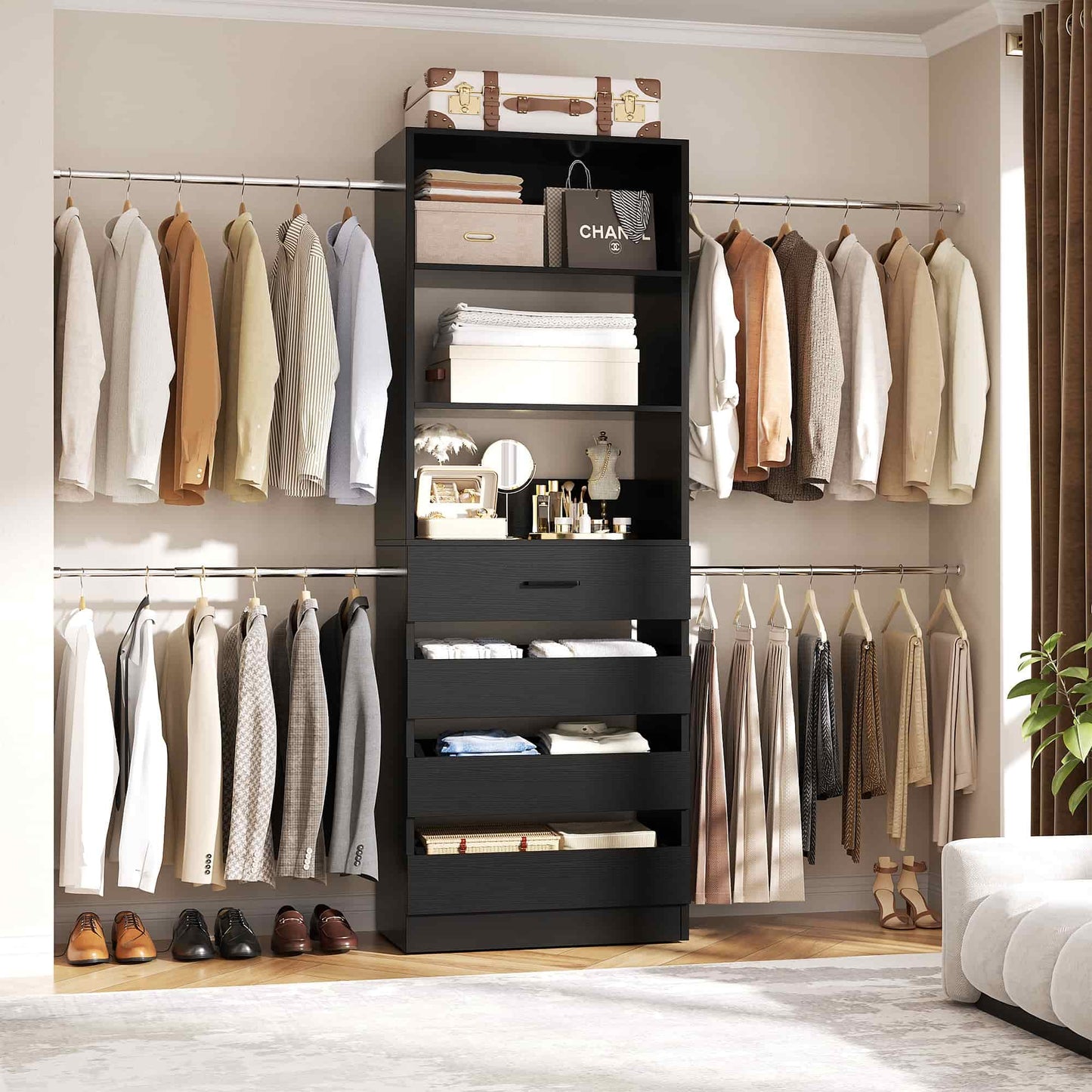 4-9 Ft Adjustable Wooden Closet Organizer System