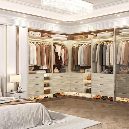 Closet System with 6 Drawers, 4.5ft Wood Closet Organizer System
