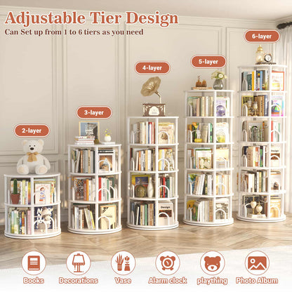6 Tier Rotating Bookshelf Tower, Revolving Bookcase