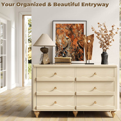 6-Drawer Dresser for Bedroom - 43" Modern Chest of Drawers with Scalloped Front, Storage Organizer