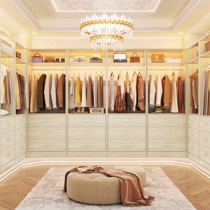 4FT (48 Inch) Closet Organizer System,Set of 2 - 6 Wood Drawers, 2 Hanging Rods & 2 Shelves