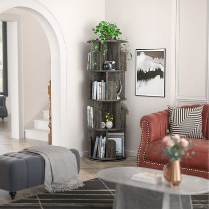 Rotating Bookshelf, 360 Display Corner Bookshelf for Small Space