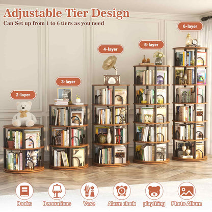 6 Tier Rotating Bookshelf Tower, Revolving Bookcase