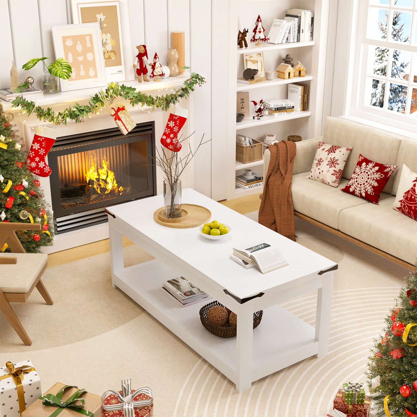 43.3” Rectangular Coffee Table with Storage Shelf