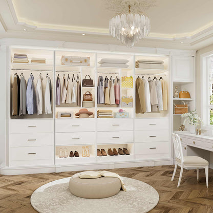63.2" L X 39.2" W X 80" H Corner Closet System,Freestanding Closet Organizer System With 2 Drawers & 12 Shelves