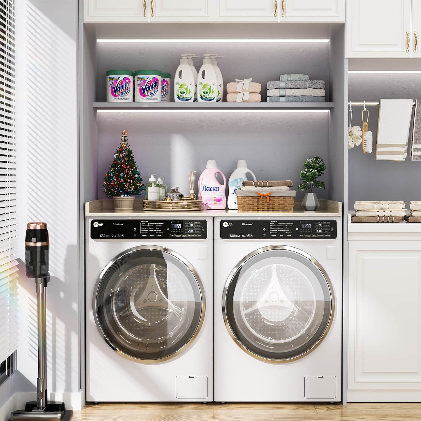 Washer and Dryer Countertop, Laundry Room Organization with Non-Slip Pads