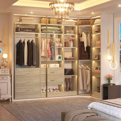 Freestanding Closet System with 3 Sets, 87.2" Closet Organizer System , Reversible L Shaped Walk-in Closets,
