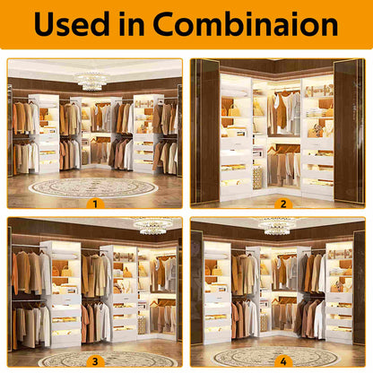 3-Piece Freestanding Wardrobe,79"-267" Adjustable Closet System with Drawers & Shelves for Bedroom/Closet Storage